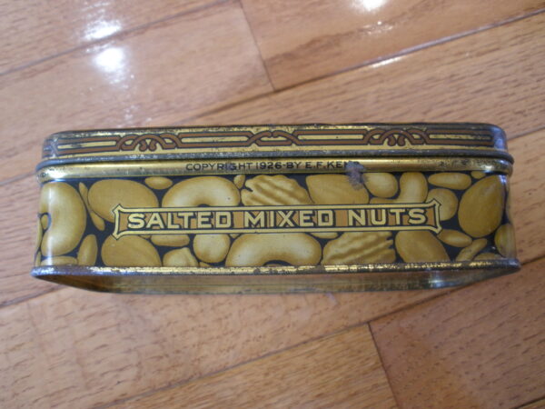 1930s E.F. KEMP SALTED MIXED NUTS TIN - Golden Glow Shops, Boston, MA - Image 7