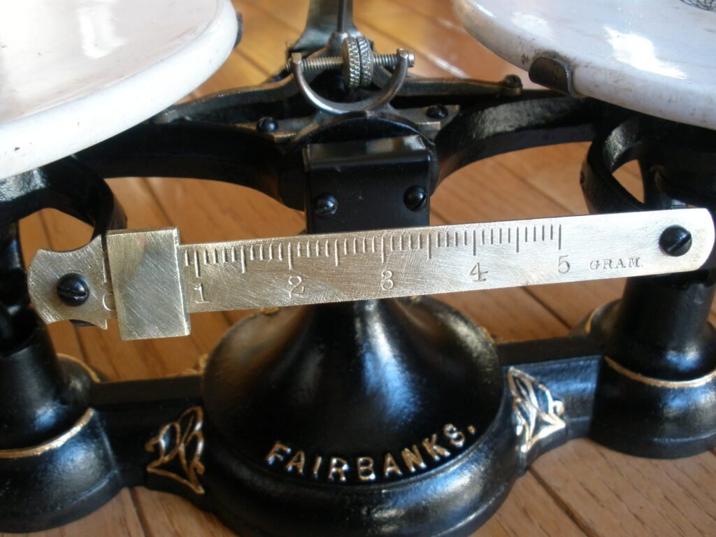 1920s FAIRBANKS BALANCE SCALE with PORCELAIN PLATES SUPERNOVA ANTIQUES