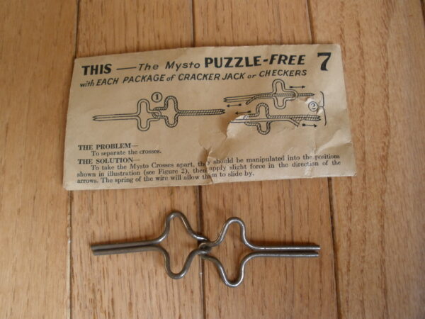 1930s CRACKER JACK PRIZE MYSTO CROSSES PUZZLE No 7 & ORIGINAL ENVELOPE