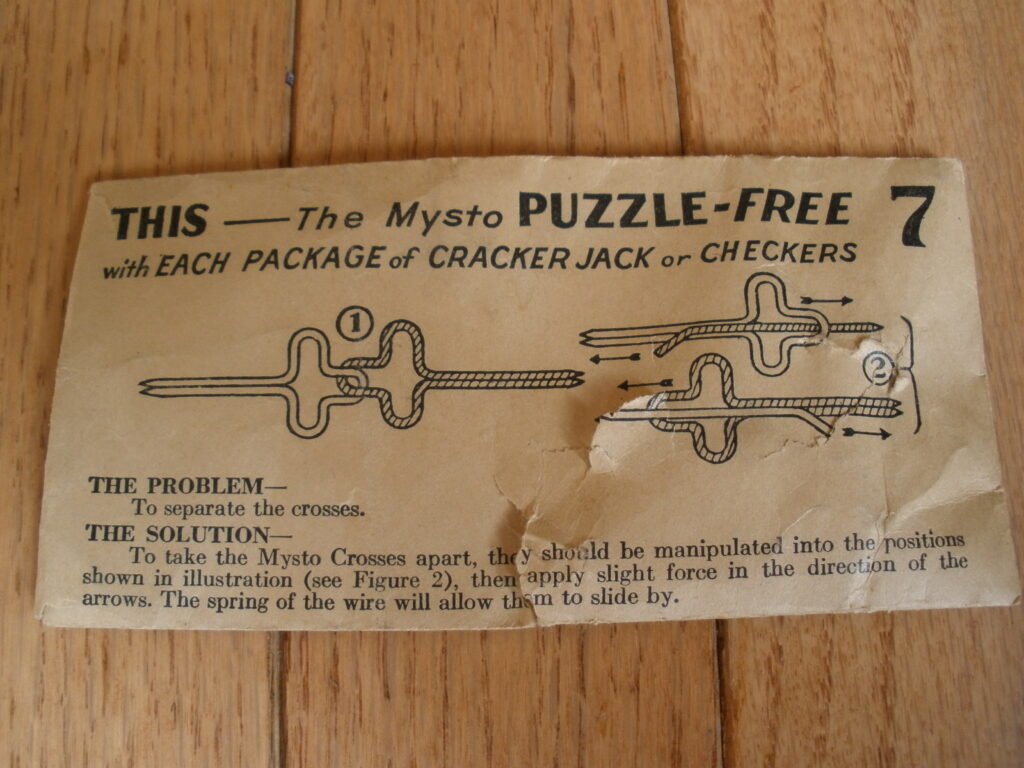 Cracker Puzz 1930s CRACKER JACK PRIZE MYSTO CROSSES PUZZLE No 7 & ORIGINAL ENVELOPE ...