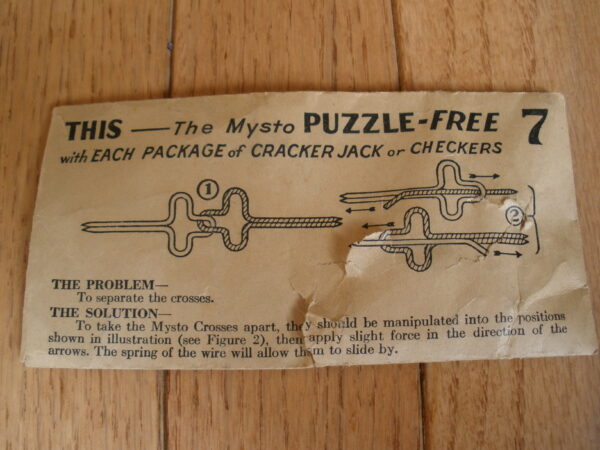 1930s CRACKER JACK PRIZE MYSTO CROSSES PUZZLE No 7 & ORIGINAL ENVELOPE - Image 3