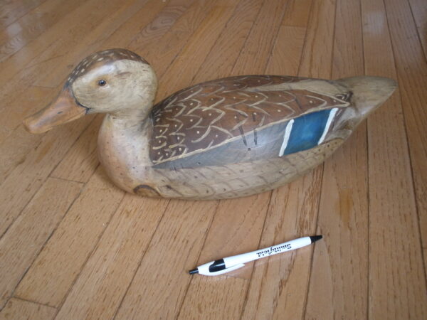 HANDMADE WOOD MALLARD HEN DUCK DECOY - Image 10