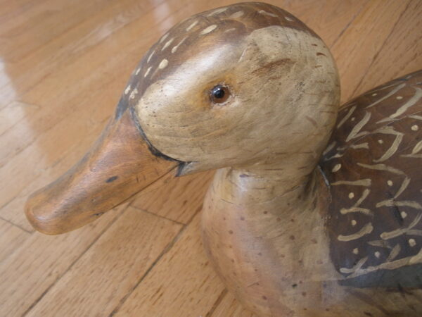 HANDMADE WOOD MALLARD HEN DUCK DECOY - Image 2