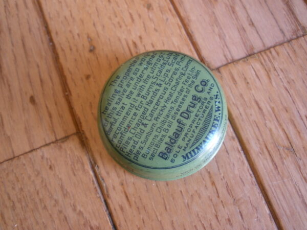 Early 1900s BALDAUF'S HEALING SALVE TIN - Apothecary Tin - Milwaukee - Image 2