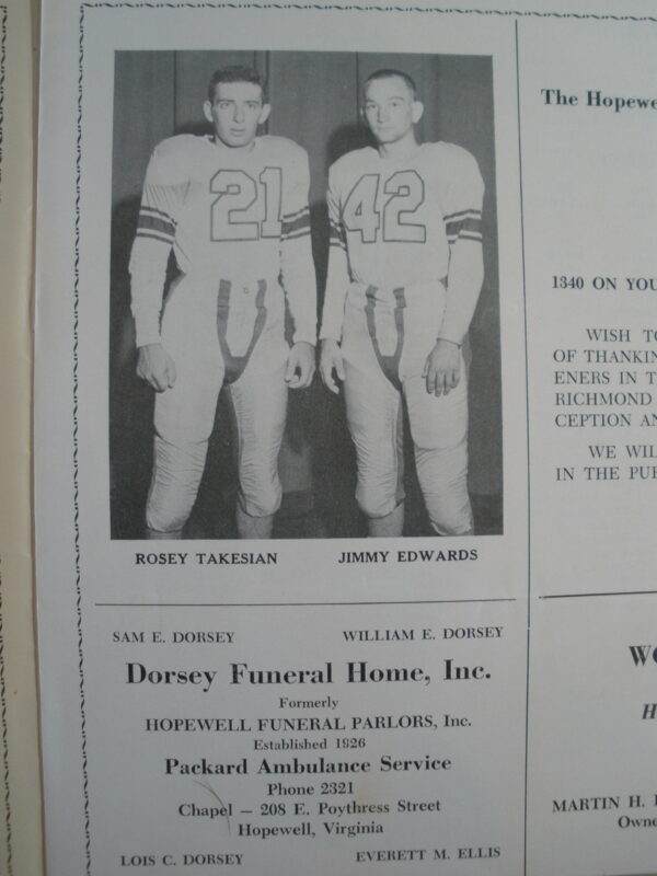 ORIGINAL 1949 HOPEWELL HIGH SCHOOL vs GRAINGER HS FOOTBALL PROGRAM - Image 2