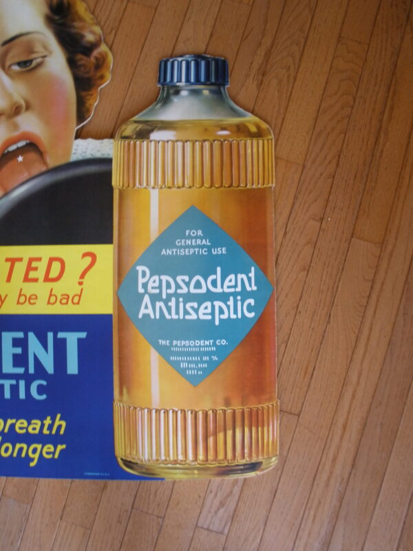 RARE LARGE 1930s LITHOGRAPH PEPSODENT ANTISEPTIC ADVERTISING SIGN - Image 4