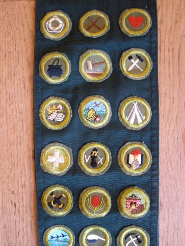 Vintage 1950s BOY SCOUTS OF AMERICA MERIT BADGE SASH - 24 BADGES - Image 3