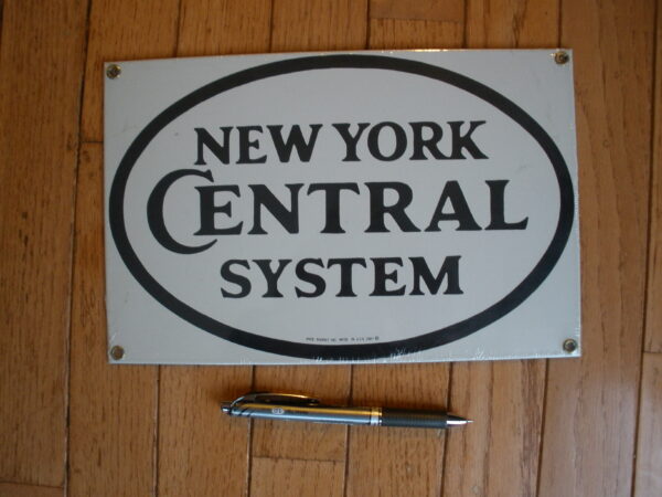 PORCELAIN NEW YORK CENTRAL RAILROAD SIGN - VINTAGE 1980s REPRODUCTION - New Old Stock - Image 2