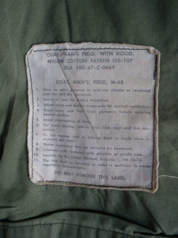 Original VIETNAM ERA US ARMY M65 FIELD COAT OG-107 - Image 6