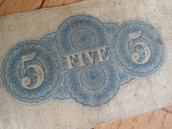1851 $5 BANK NOTE from the BANK OF THE VALLEY, Winchester, Virginia - Image 7