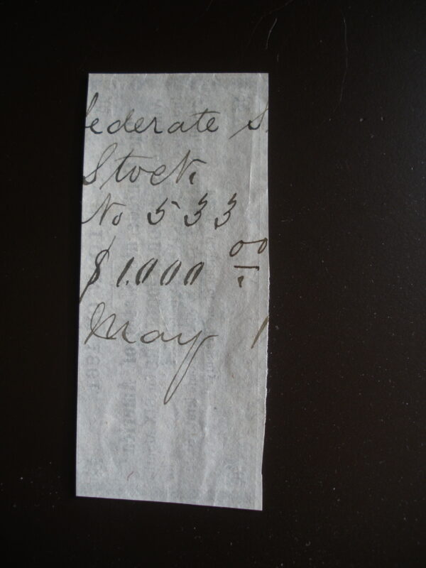 Rare 1861 CONFEDERATE STATES $1,000 PROMISSARY NOTE - $40 Bond Coupon - Image 3