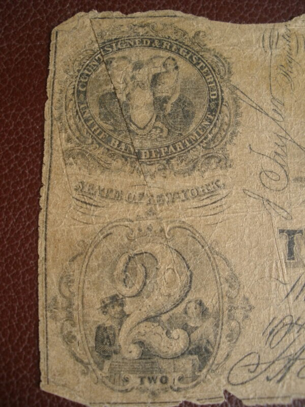 1864 $2 BANK NOTE - COMMERCIAL BANK OF GLEN'S FALLS, Warren County, NY - Image 3