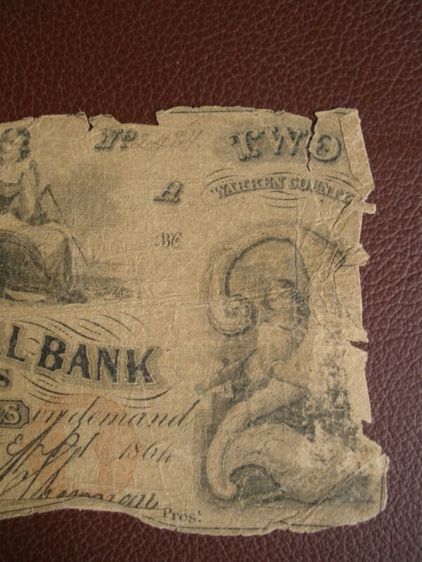 1864 $2 BANK NOTE - COMMERCIAL BANK OF GLEN'S FALLS, Warren County, NY - Image 4