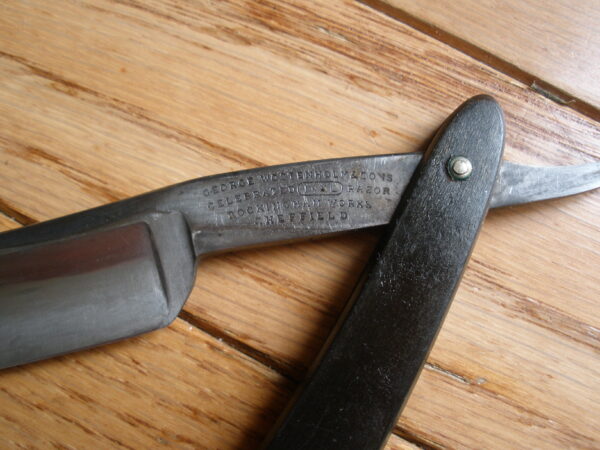 Antique 1800s GEORGE WOSTENHOLM & SONS CELEBRATED STRAIGHT EDGE RAZOR - Image 4