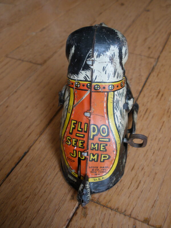 1940s FLIPO Mechanical JUMPING DOG - Marx Tin Toy - Wind Up - Image 2