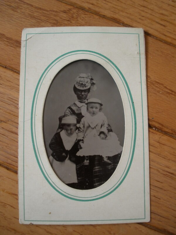 1800s TIN TYPE PHOTOGRAPH - African American Lady & Caucasian Children - Image 4