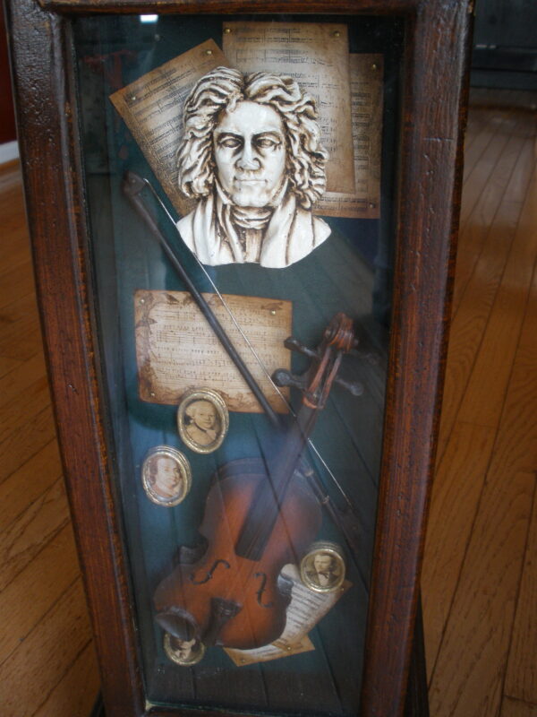 Mid-Century BEETHOVEN THEMED WOODEN STORAGE CABINET & Shadow Box - Image 3