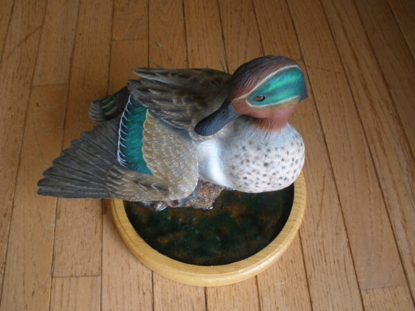 Vintage MOUNTED GREEN WING TEAL DUCK DECOY - Image 2