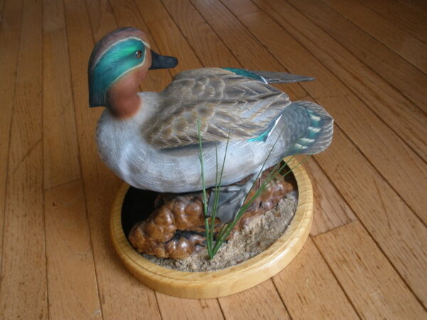 Vintage MOUNTED GREEN WING TEAL DUCK DECOY - Image 4