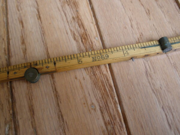 1930s STANLEY No. 69 BOXWOOD & BRASS FOLDING RULER - Image 3