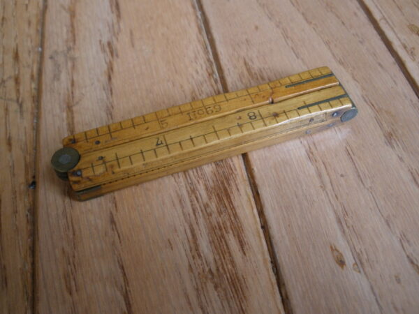 1930s STANLEY No. 69 BOXWOOD & BRASS FOLDING RULER - Image 5