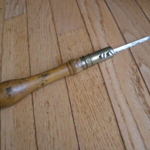 Early 1900s BOXWOOD & BRASS PAD SAW - KEYHOLE SAW