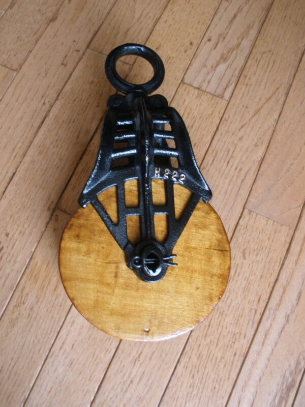 Antique BARN HAY PULLEY - FE Myers & Brothers - Cast Iron & Wood - Image 2