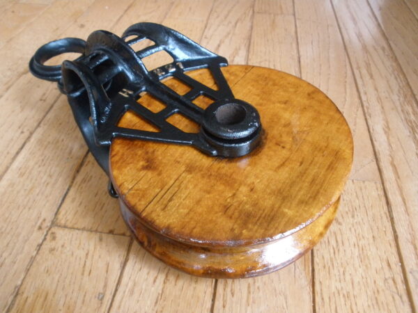 Antique BARN HAY PULLEY - FE Myers & Brothers - Cast Iron & Wood - Image 6