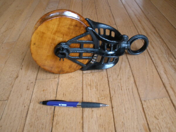 Antique BARN HAY PULLEY - FE Myers & Brothers - Cast Iron & Wood - Image 10