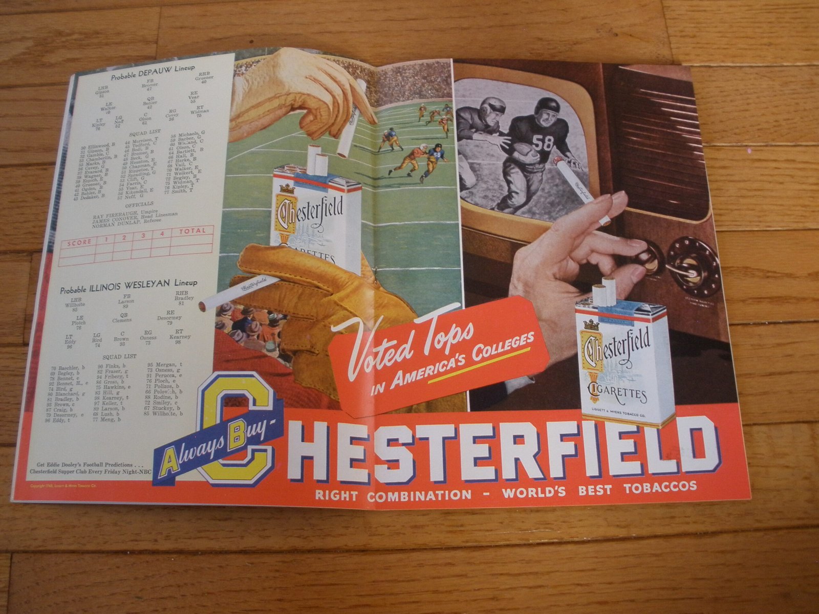 ORIGINAL DEPAUW versus ILLINOIS WESLEYAN FOOTBALL PROGRAM, Nov 6, 1948 - Image 3