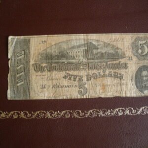 1864 CONFEDERATE STATES OF AMERICA $5 CURRENCY NOTE - G Series
