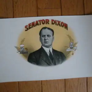 Original 1920s SENATOR DIXON CIGAR BOX LABEL