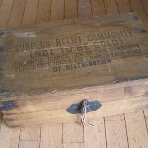 Small 1930s FRENCH PRUNES CRATE - Primitive - Hinged Storage Box - San Joaquin, CA