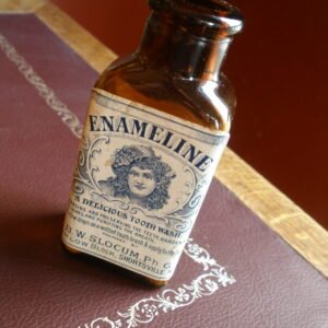 Late 1800s ENAMELINE TOOTH WASH Apothecary Bottle - Shortsville, NY